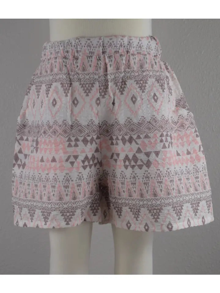 Pink Aztec Printed Shorts