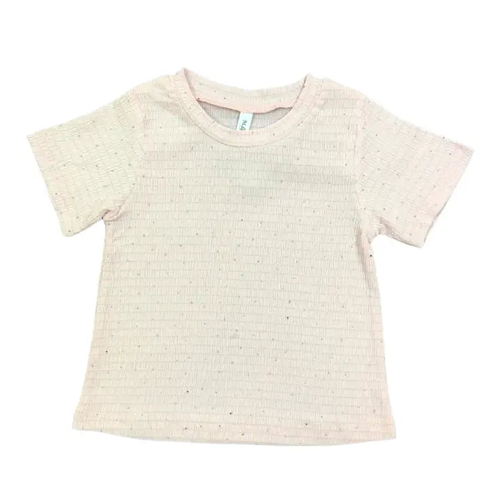 Pink Rhinestone Dotted Ribbed T-Shirt