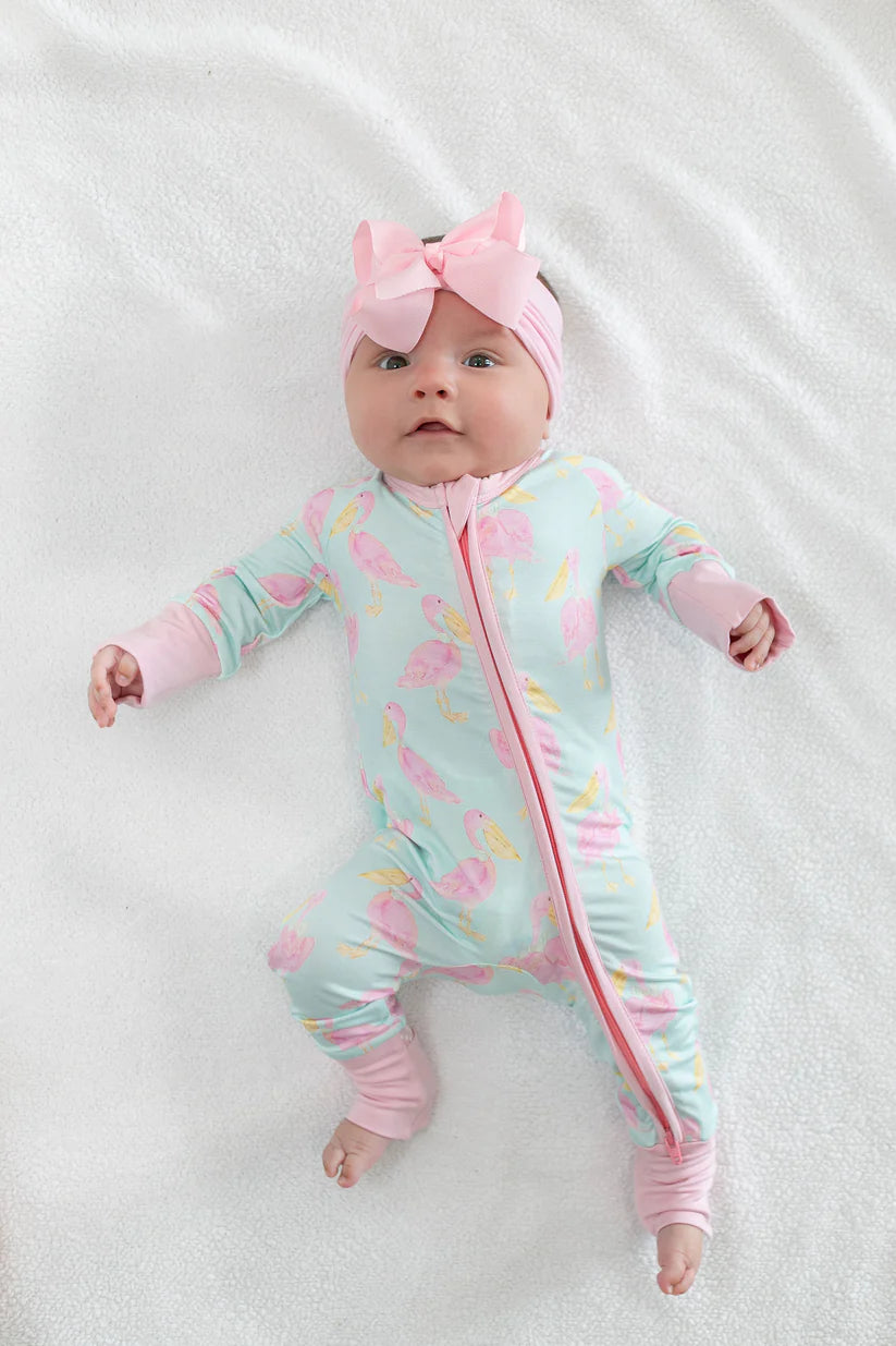 Pink Pelican Zipper Onesie