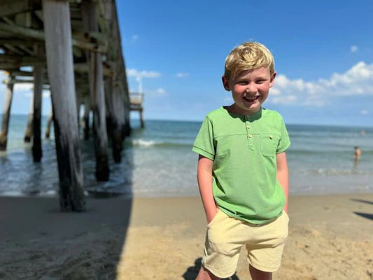 Green Pique Boardwalk Henley Tee