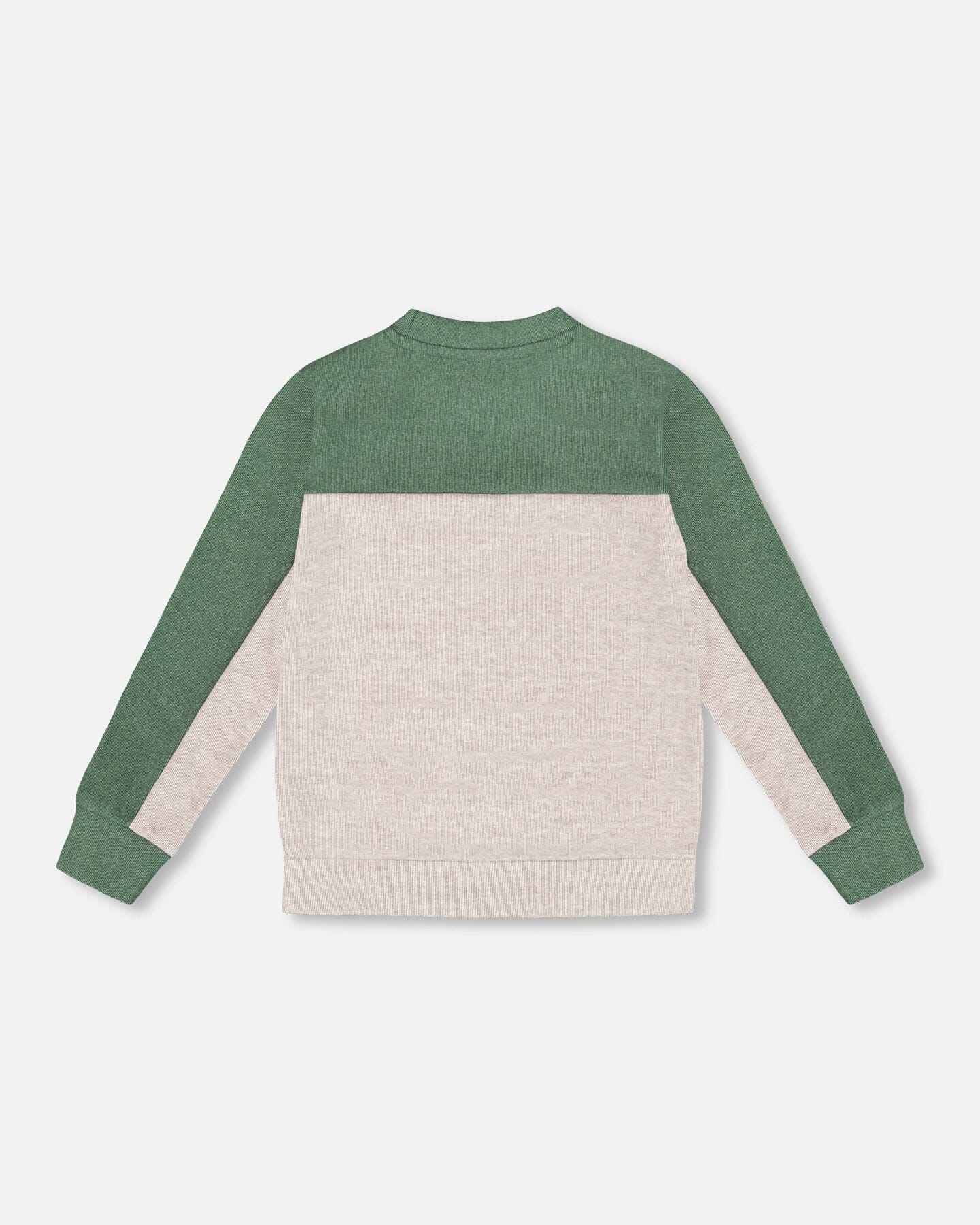 Long Sleeve Super Soft Brushed Jersey Top Color Block Heather Beige