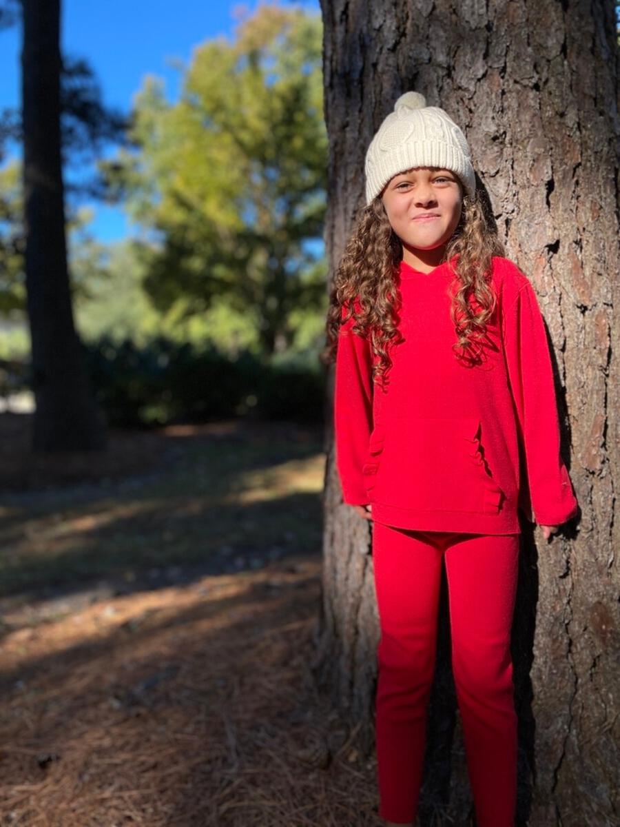 Red Polly Ribbed Legging Pants