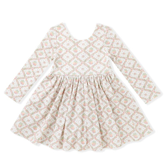 Pink Pumpkin Lattice Ribbed Dress