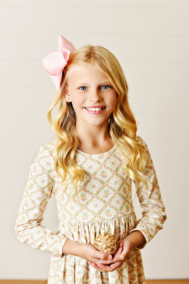 Pink Pumpkin Lattice Ribbed Dress