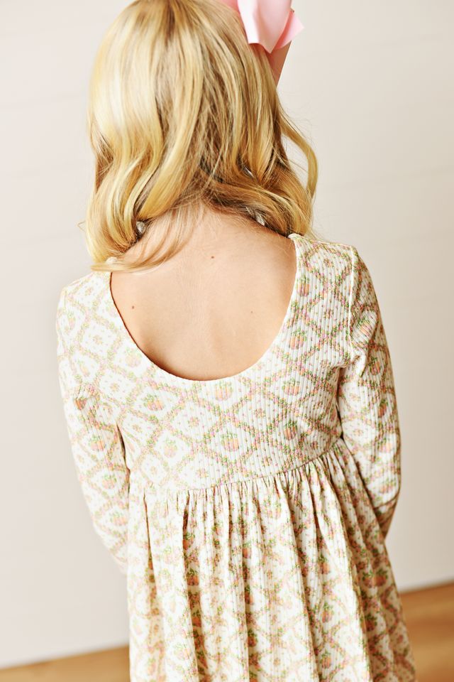 Pink Pumpkin Lattice Ribbed Dress