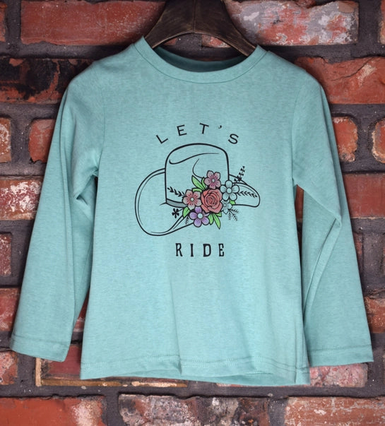 Teal Long Sleeve Let's Ride TShirt
