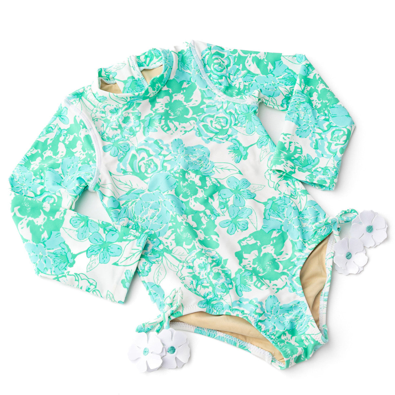 Charming Rose 1pc L/S Rashguard Swimsuit