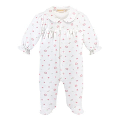 Tiny Rosebud Pima Footie With Round Collar
