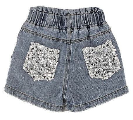 Sequin Back Pocket Denim Shorts
