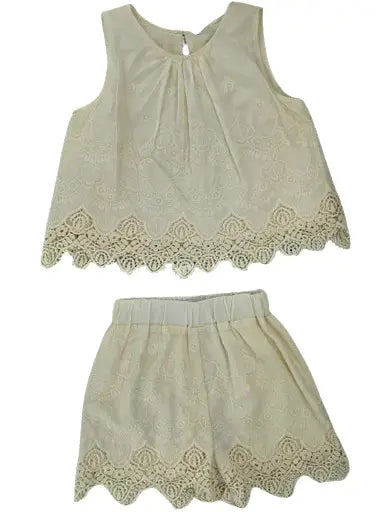 Summer Lace Eyelet 2 Piece Short Set