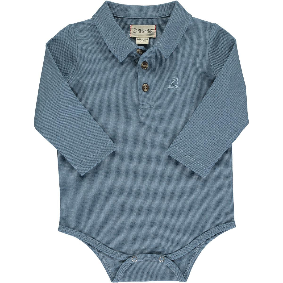 Seymour Blue Pique Collar Onesie