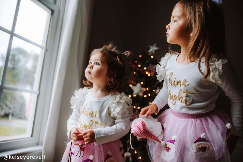 White Holiday Tinsel LS Shirts