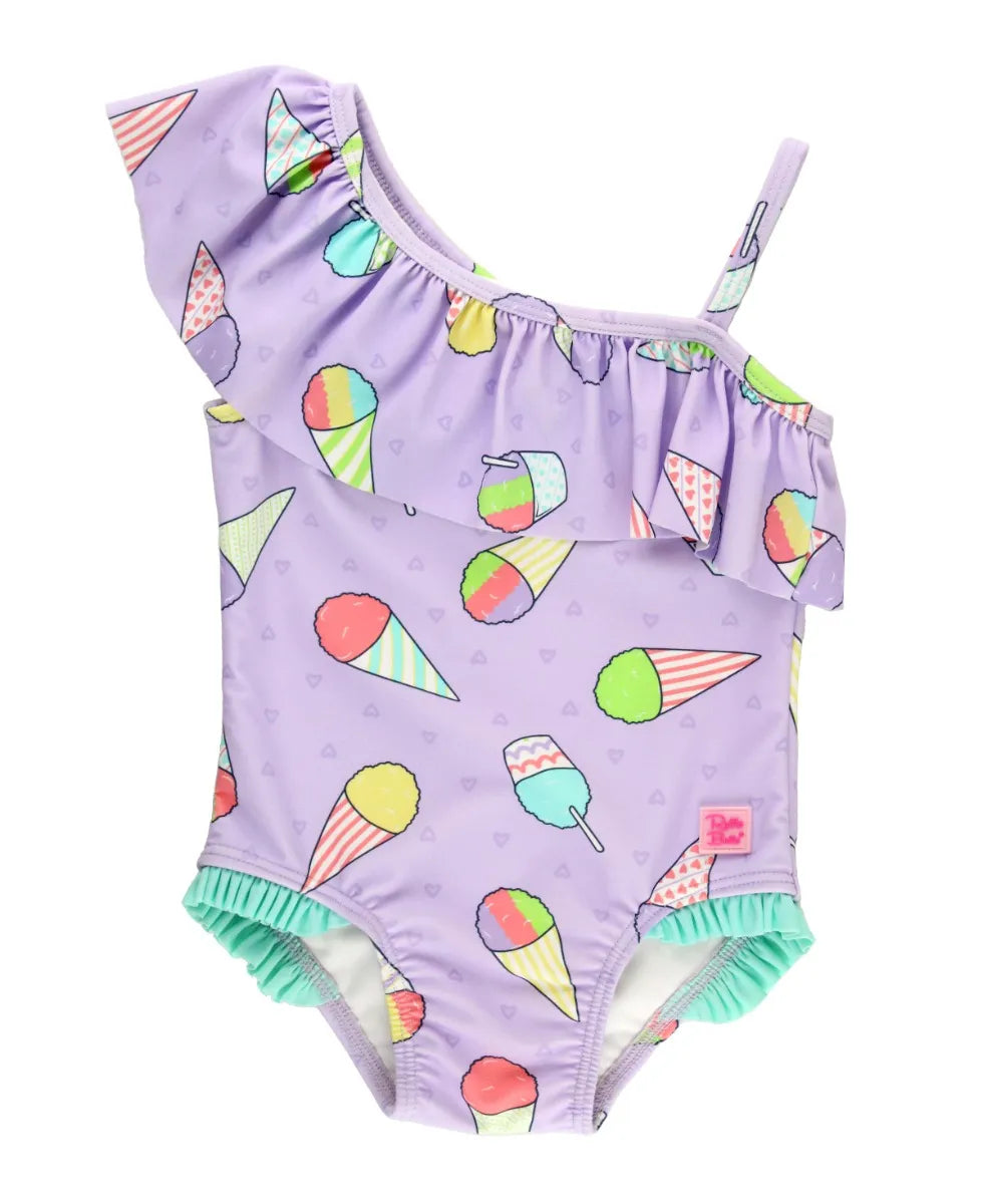 Snow Cones One Shoulder Ruffle One Piece