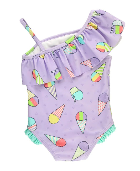 Snow Cones One Shoulder Ruffle One Piece