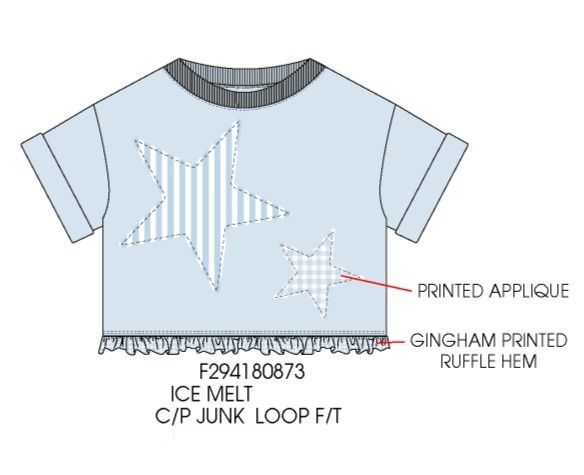 Star Applique w/ Ruffle Hem Top