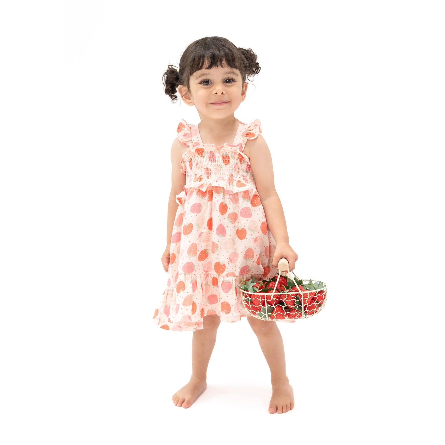 Smocked Ruffle Sundress & Diaper Cover - Strawberry Bliss