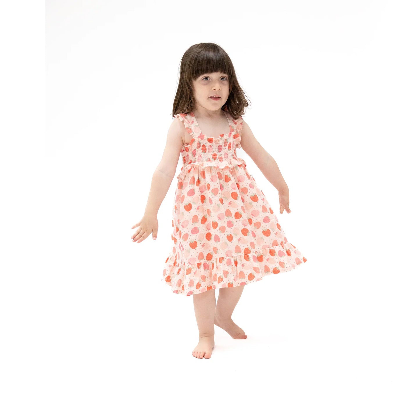 Smocked Ruffle Sundress & Diaper Cover - Strawberry Bliss