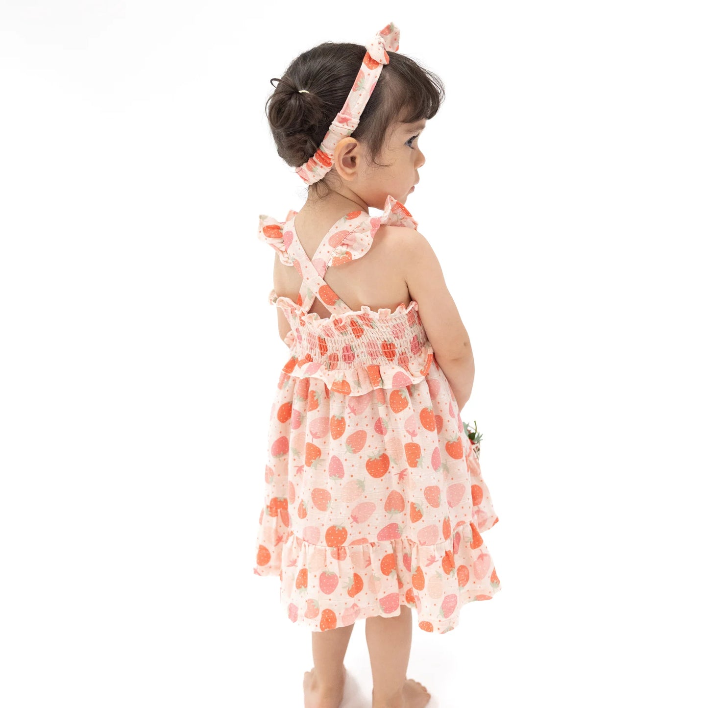 Smocked Ruffle Sundress & Diaper Cover - Strawberry Bliss