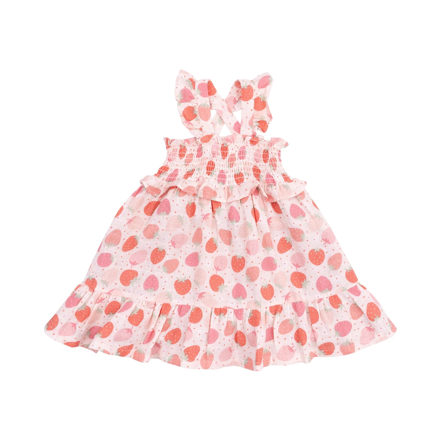 Smocked Ruffle Sundress & Diaper Cover - Strawberry Bliss
