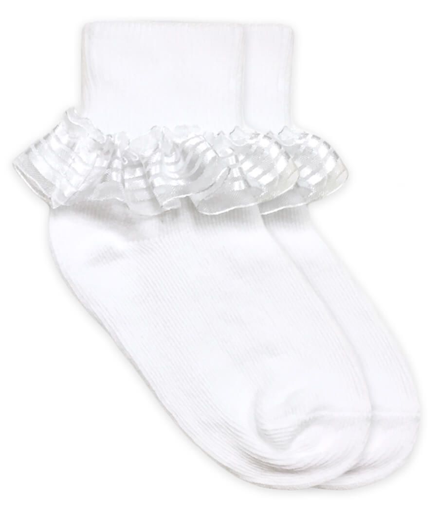 Stripe Lace Ruffle Sock