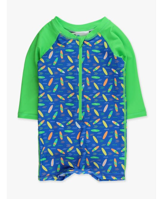 Neon Surfs Up Long Sleeve One Piece Rash Guard Swimsuit