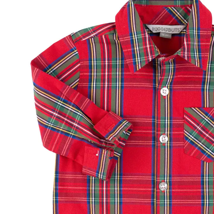 Tis the Season Plaid Long Sleeve Button Down Shirt