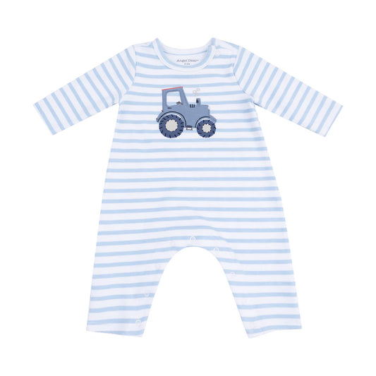 Mini Tractors Long Sleeve Snap Shoulder Romper