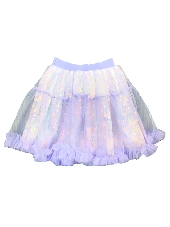 Lavender Tulle Overlay Sequin Skort