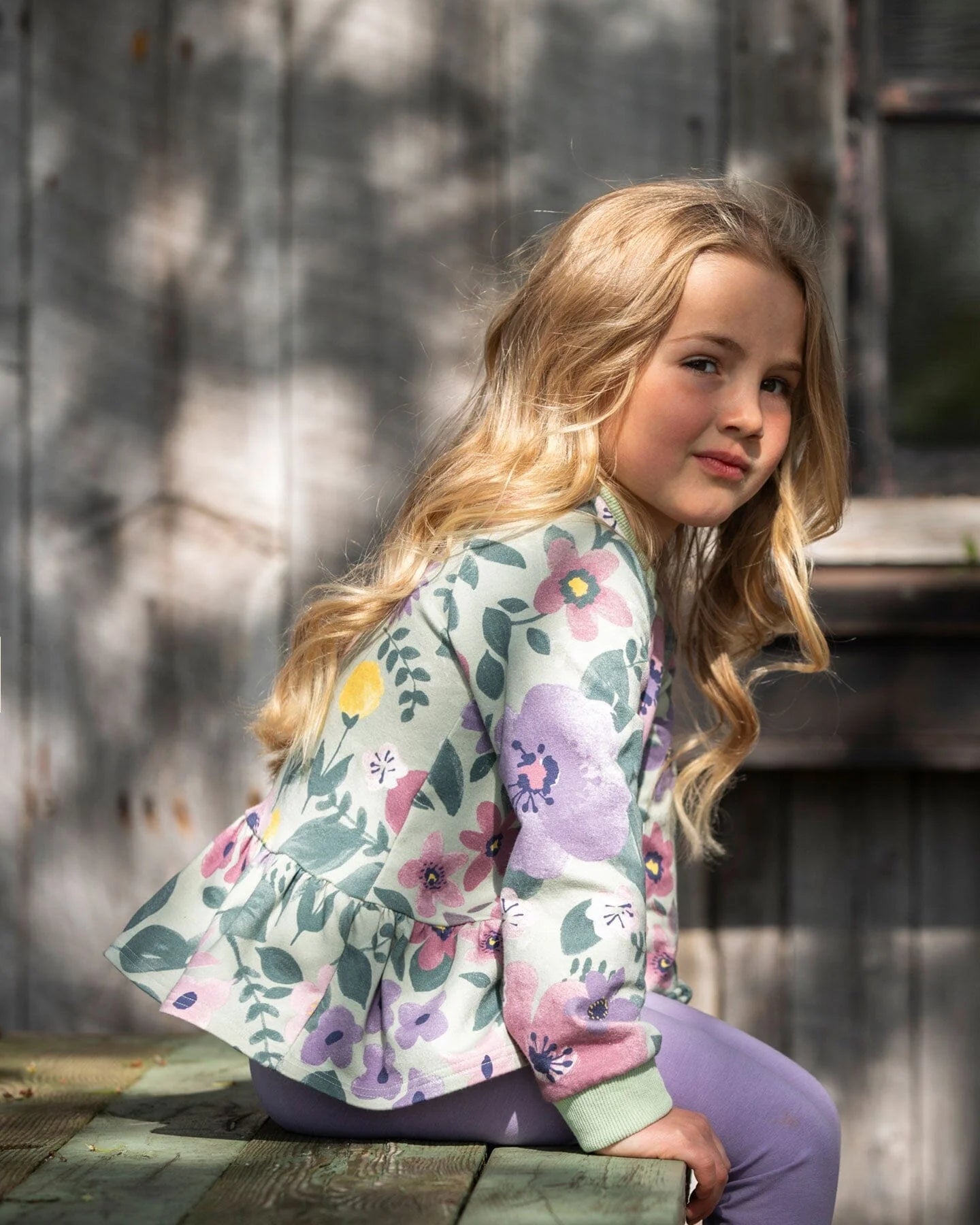 Stretch Fleece Sweatshirt Sage Floral and Legging Set