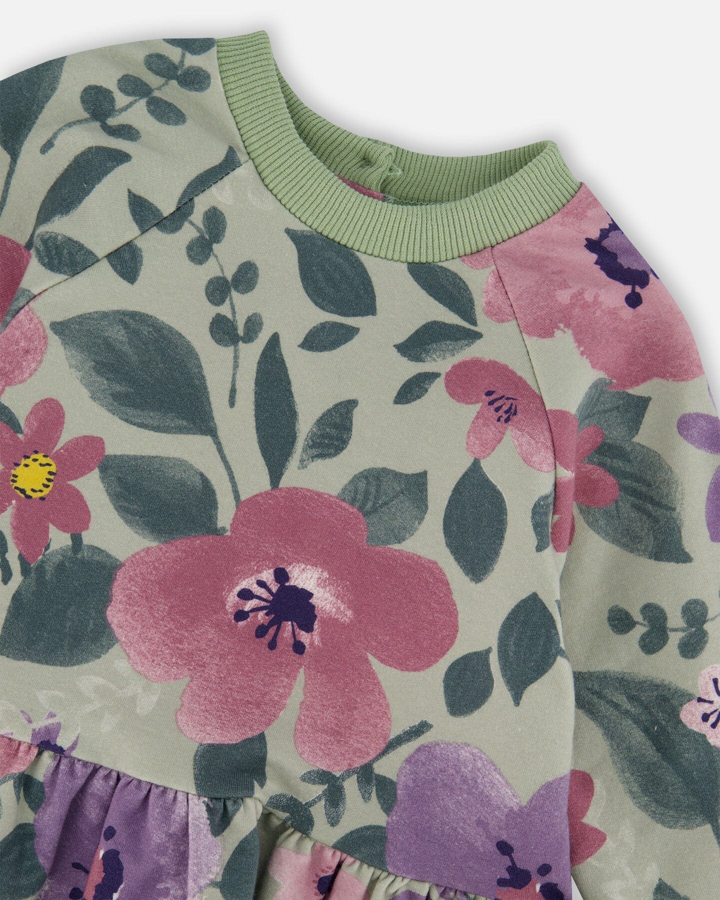 Stretch Fleece Sweatshirt Sage Floral and Legging Set