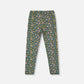 Leggings Green With Flower Print