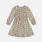 Smocked Viscose Dress Green With Floral Print