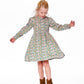 Smocked Viscose Dress Green With Floral Print