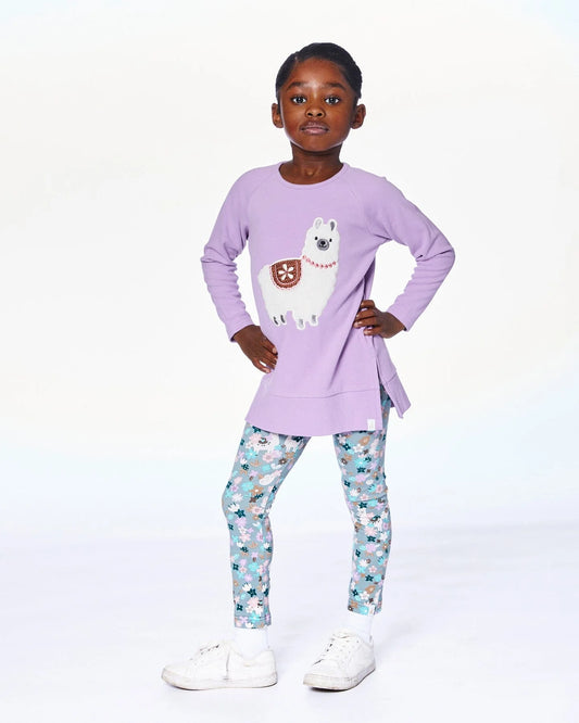 Organic Cotton Leggings Blue Llama Print