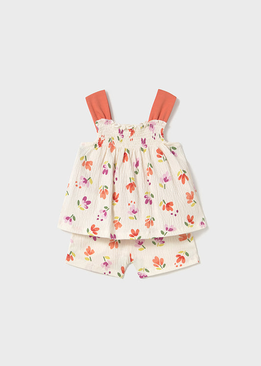 Floral 2pc Matching Shirt and Shorts Set