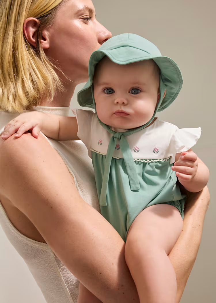 Mayoral 1602 Newborn Girl Floral Romper with Hat