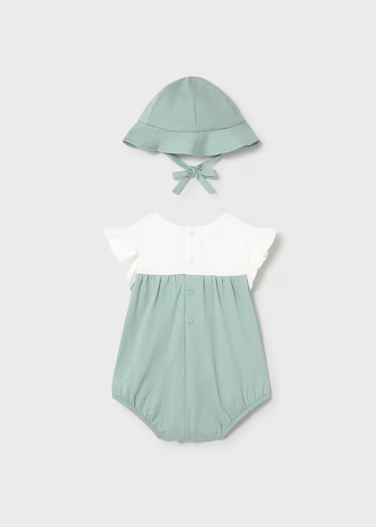 Mayoral 1602 Newborn Girl Floral Romper with Hat