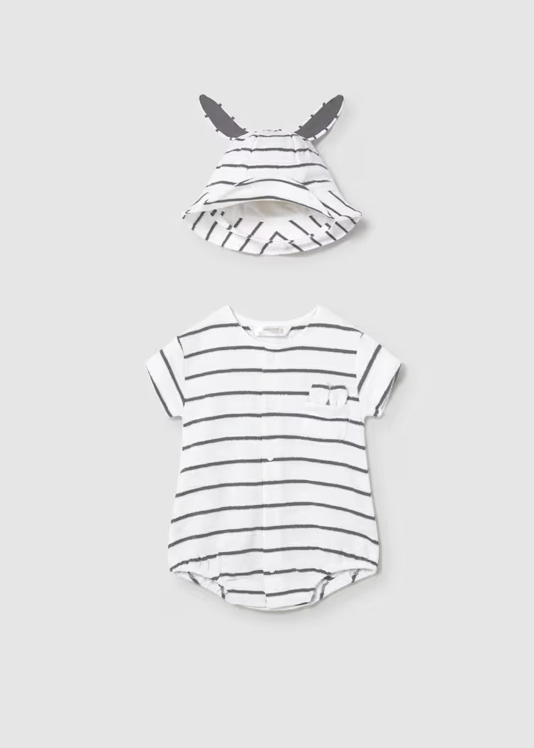 Mayoral 1606 Newborn Boy Romper and Hat Set