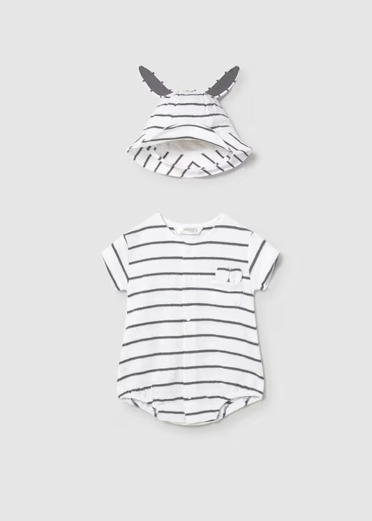 Mayoral 1606 Newborn Boy Romper and Hat Set