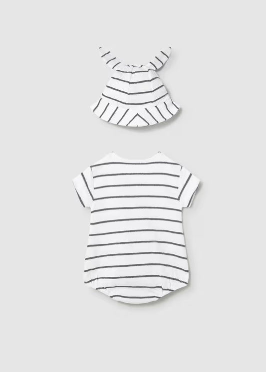Mayoral 1606 Newborn Boy Romper and Hat Set