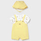 Mayoral 1607 Newborn Boy Romper with Hat and Faux Dungaree