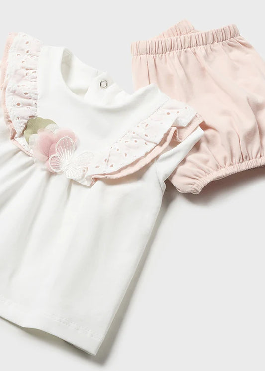 White Tee with Nude Bloomer Set