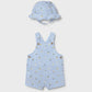 Mayoral 1611 Newborn Boy Printed Dungaree and Hat Set