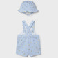 Mayoral 1611 Newborn Boy Printed Dungaree and Hat Set