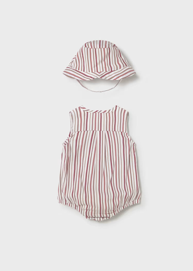 Mayoral 1614 Newborn Boy Printed Romper with Hat Set