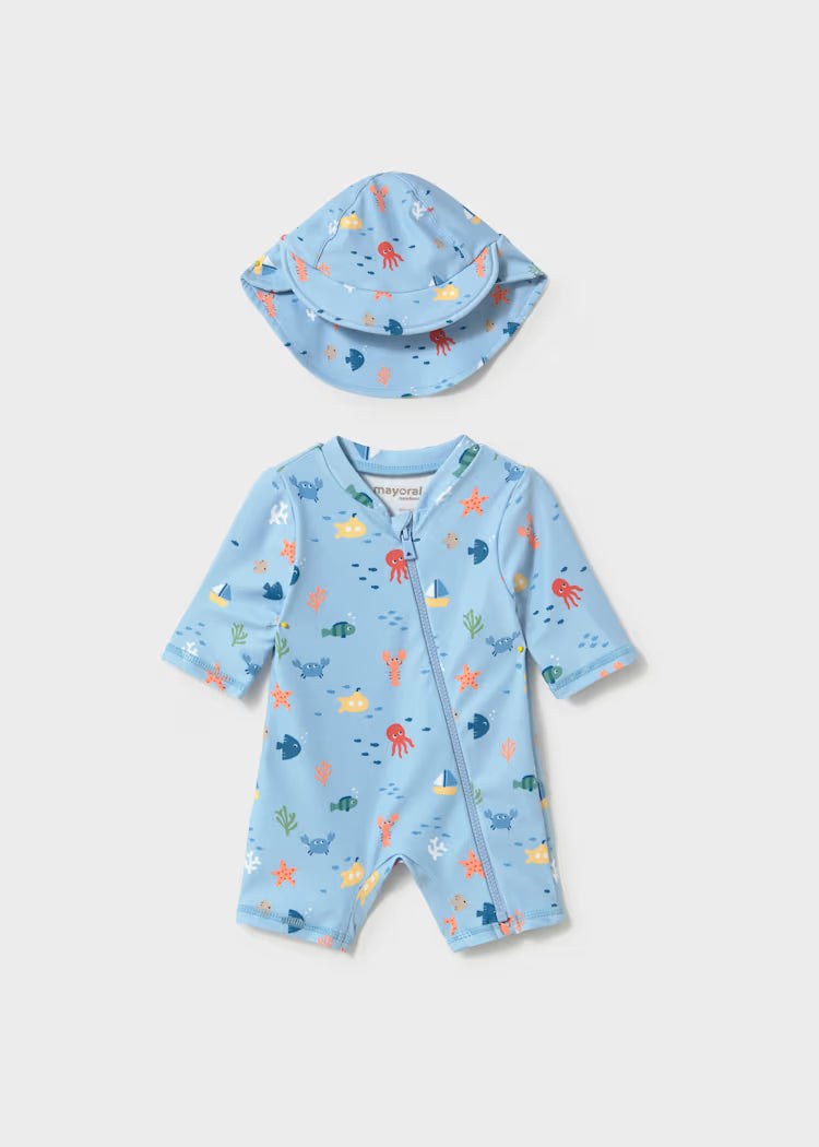 Mayoral 1620 Newborn Boy 2-Piece Swim Set with Sun Protection