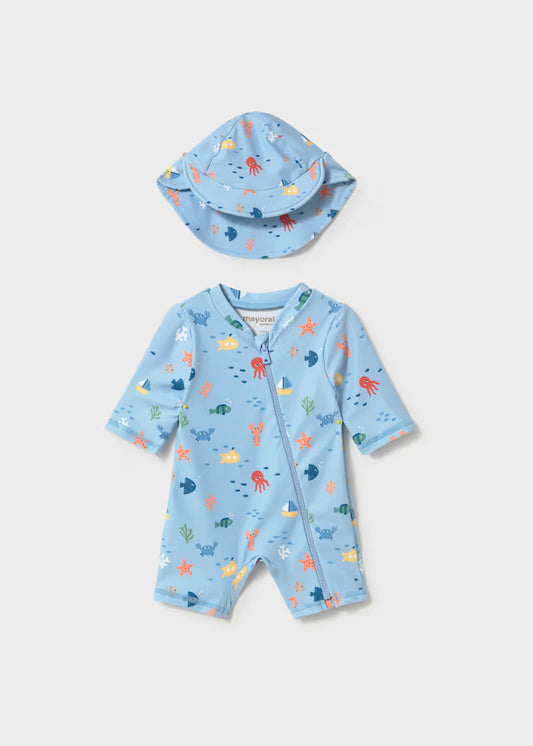 Mayoral 1620 Newborn Boy 2-Piece Swim Set with Sun Protection