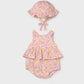 Mayoral 1632 Newborn Girl Printed Romper with Hat Set