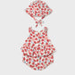Mayoral 1632 Newborn Girl Strawberry Printed Romper with Hat Set
