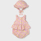 Mayoral 1632 Newborn Girl Printed Romper with Hat Set